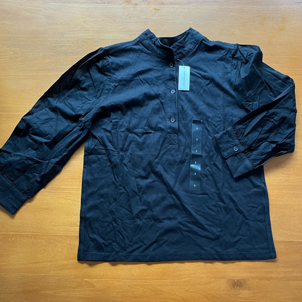 NWT Banana Republic Factory Black 3/4 Sleeve Button Up Shirt